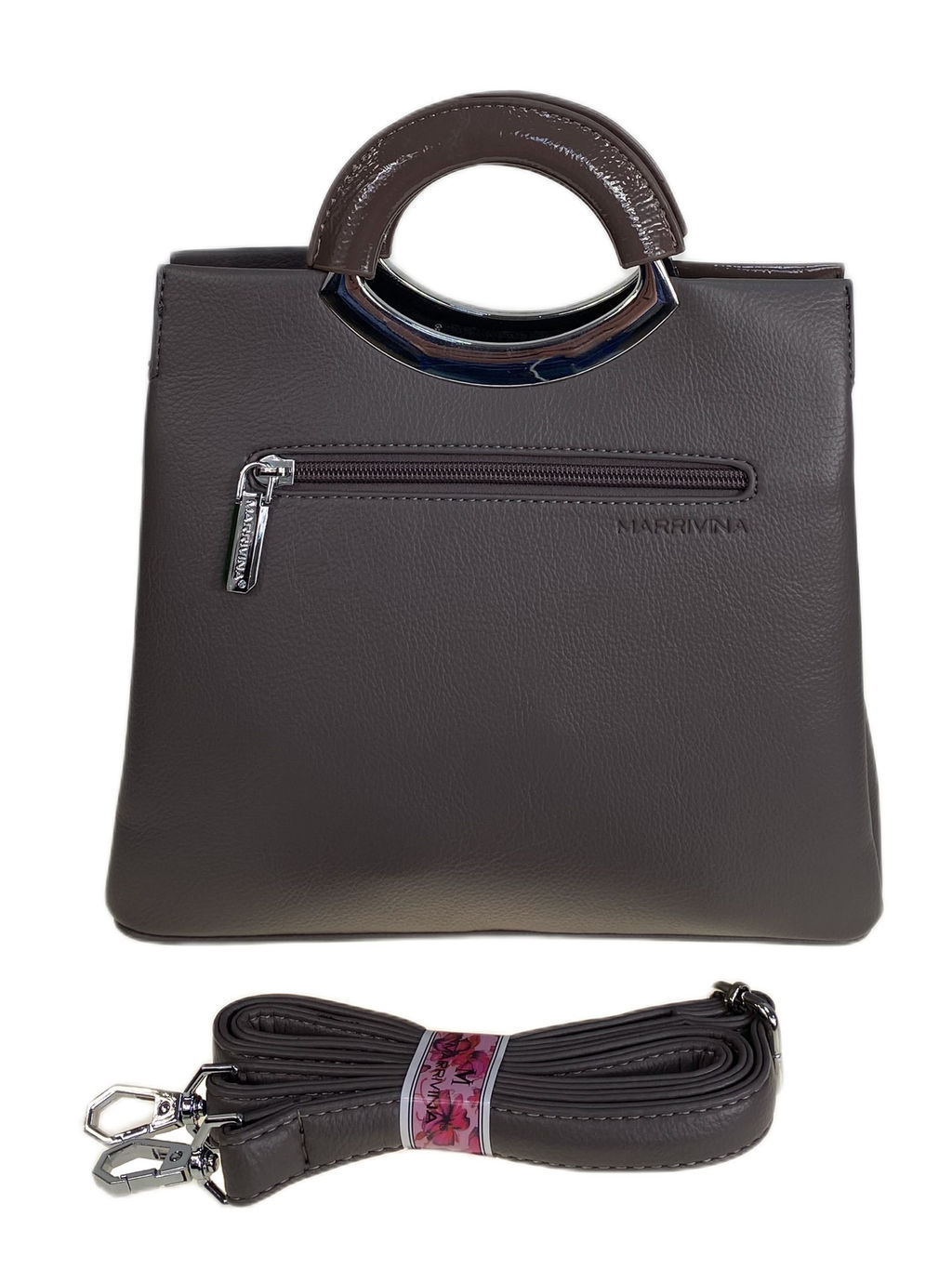 Женская сумка из искусственной кожи, цвет серо коричневый - Greta фото 2