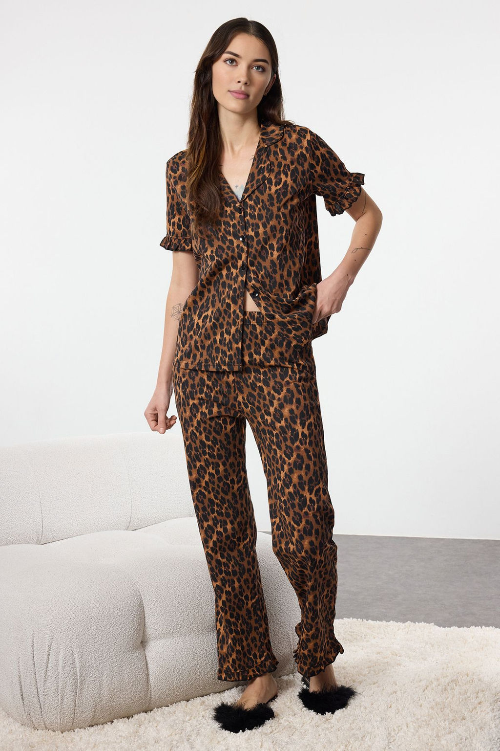 Trendyolmilla Mint %100 Pamuklu F?rf?r Detayl? Orme Pijama Tak?m? THMSS24PT00223 фото 28