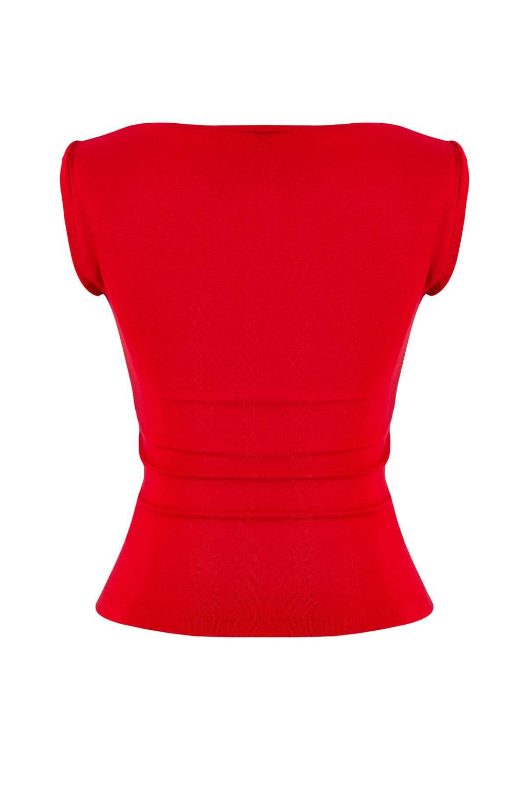 K?rm?z? Fitted/Vucuda Oturan Kay?k Yaka Kolsuz Yumusak Orme Bluz TWOSS26BZ00045