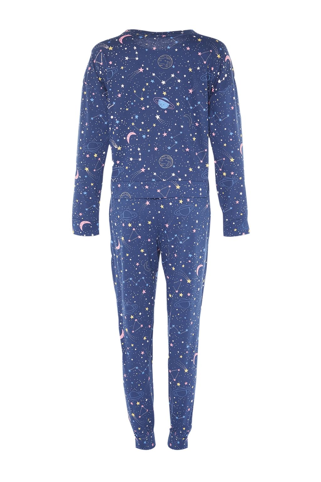 Trendyolmilla Lacivert %100 Pamuklu Galaksi Desenli Orme Pijama Tak?m? THMAW21PT0794  фото 12