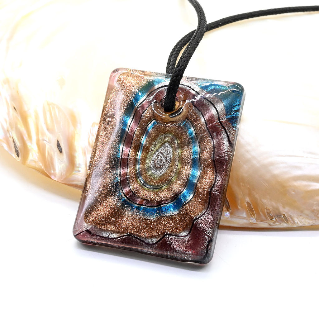 Прямоугольный кулон из муранского стекла 35*45мм цв.голубой - Радуга камня фото 4