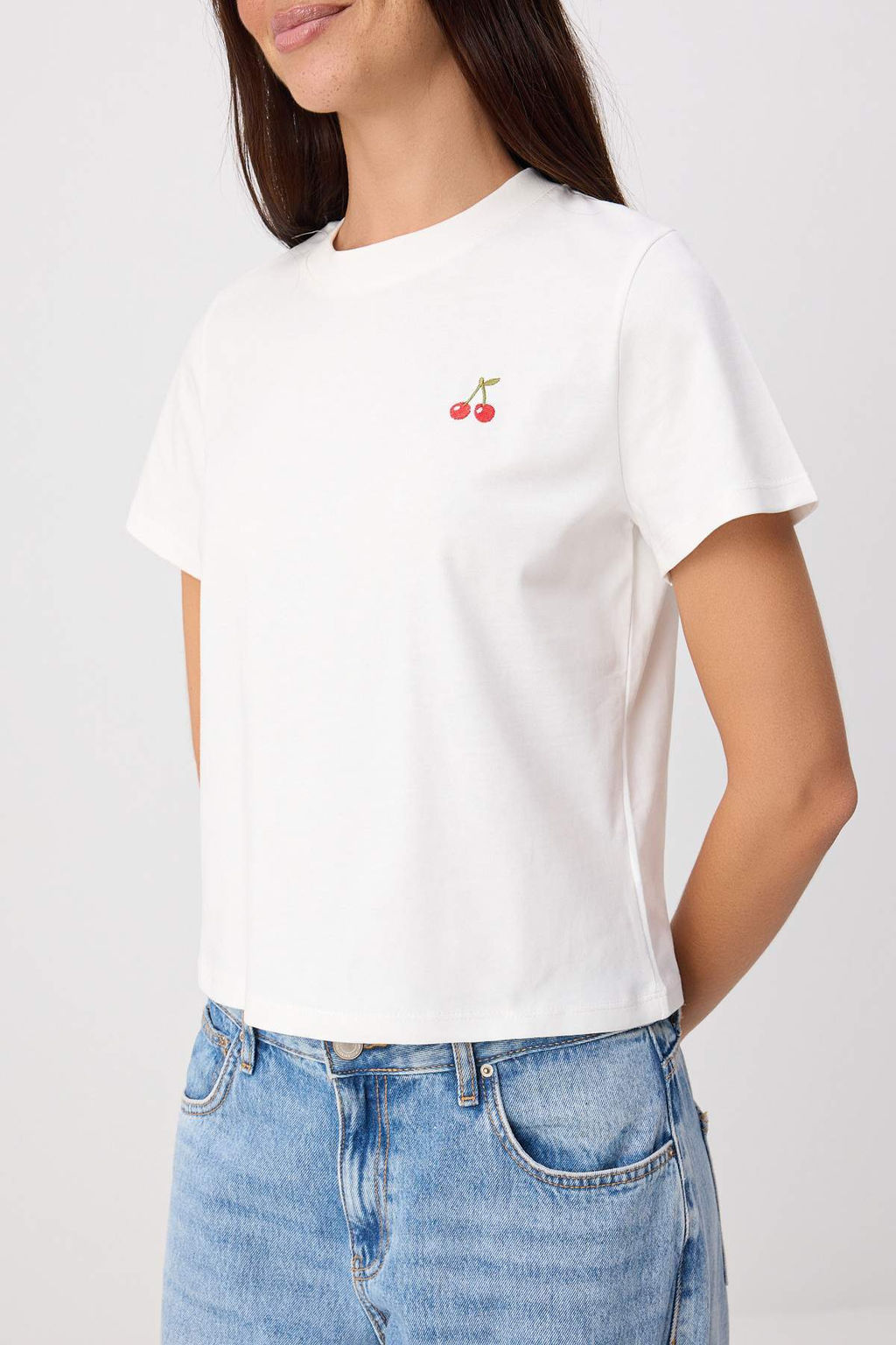 Ekru Nak__l_ Regular/Normal Kal_p K_sa Kollu %100 Pamuk _rme T-Shirt TWOSS26TS00124 - Trendyolmilla фото 3