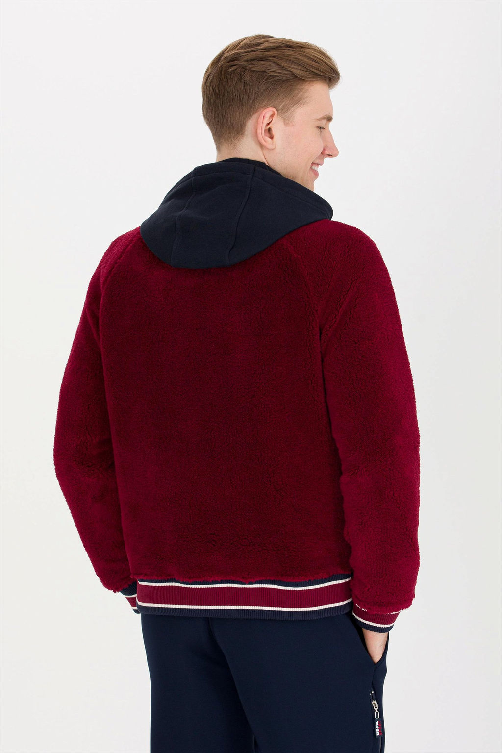 U. S. Polo Assn Мужской комфортный вязаный кардиган с воротником-стойкой вишневого цвета - U.s. polo assn фото 11