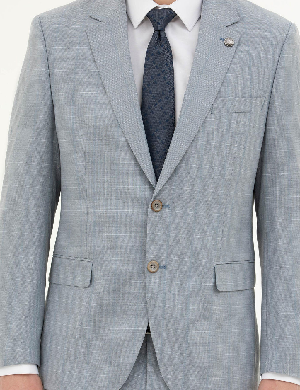 A__k Mavi Slim Fit Tak_m Elbise