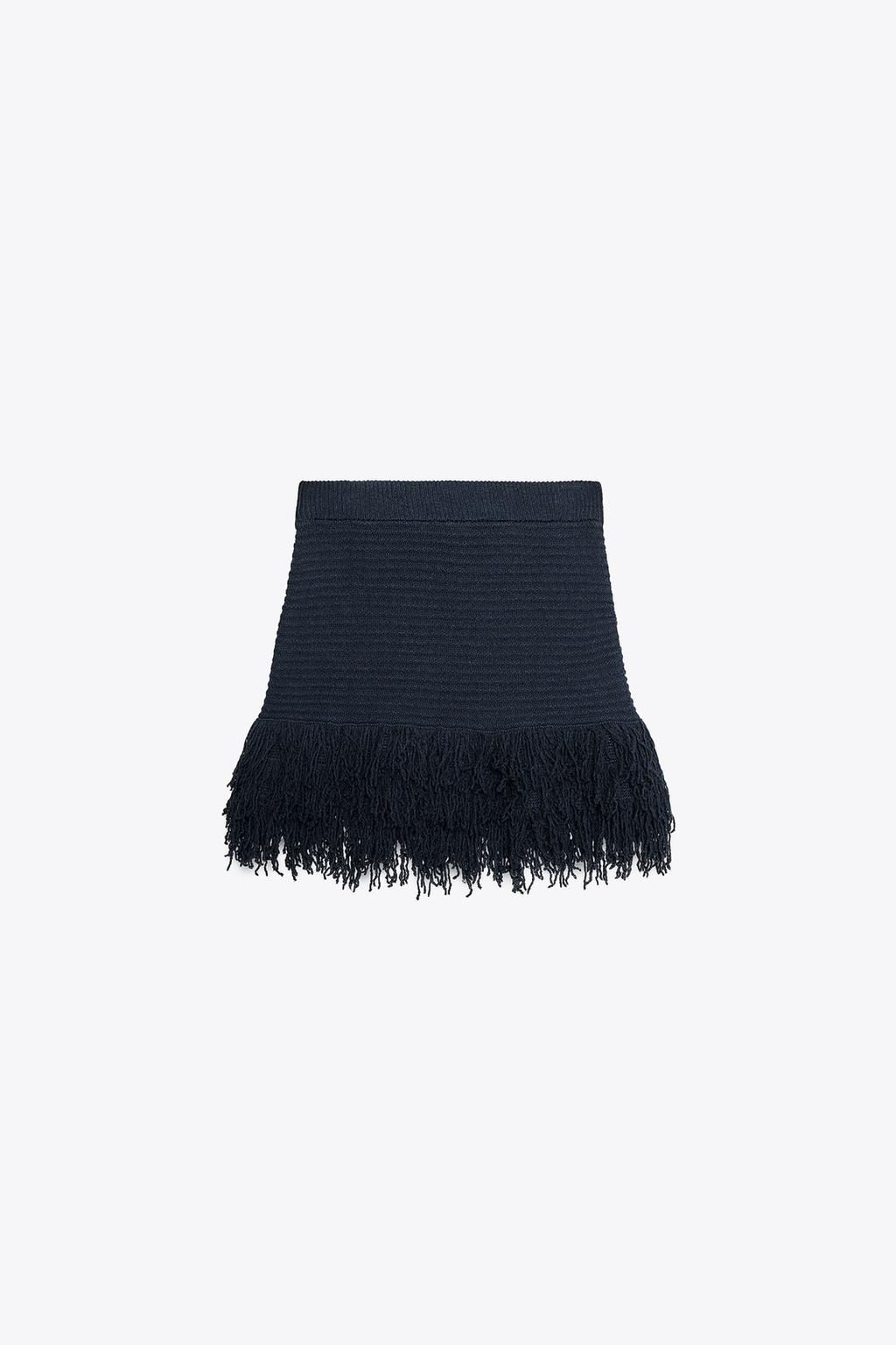 FRINGED CHECK KNIT SKIRT - Zara фото 3