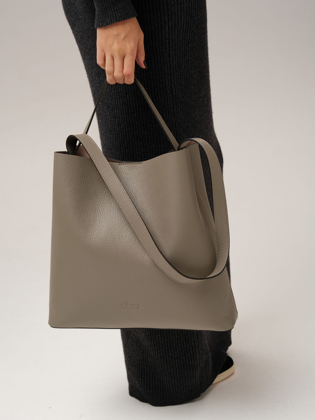 Кожаная сумка шоппер Olga DBR 30948 серо-коричневый фото 7