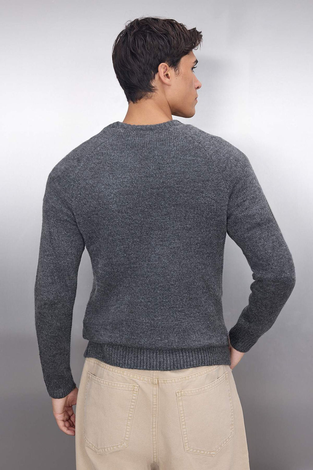 TRENDYOL MAN Antrasit Slim Fit Bisiklet Yaka Sac Orgu Triko Kazak TMNAW25KZ00012 - Trendyolmilla фото 7
