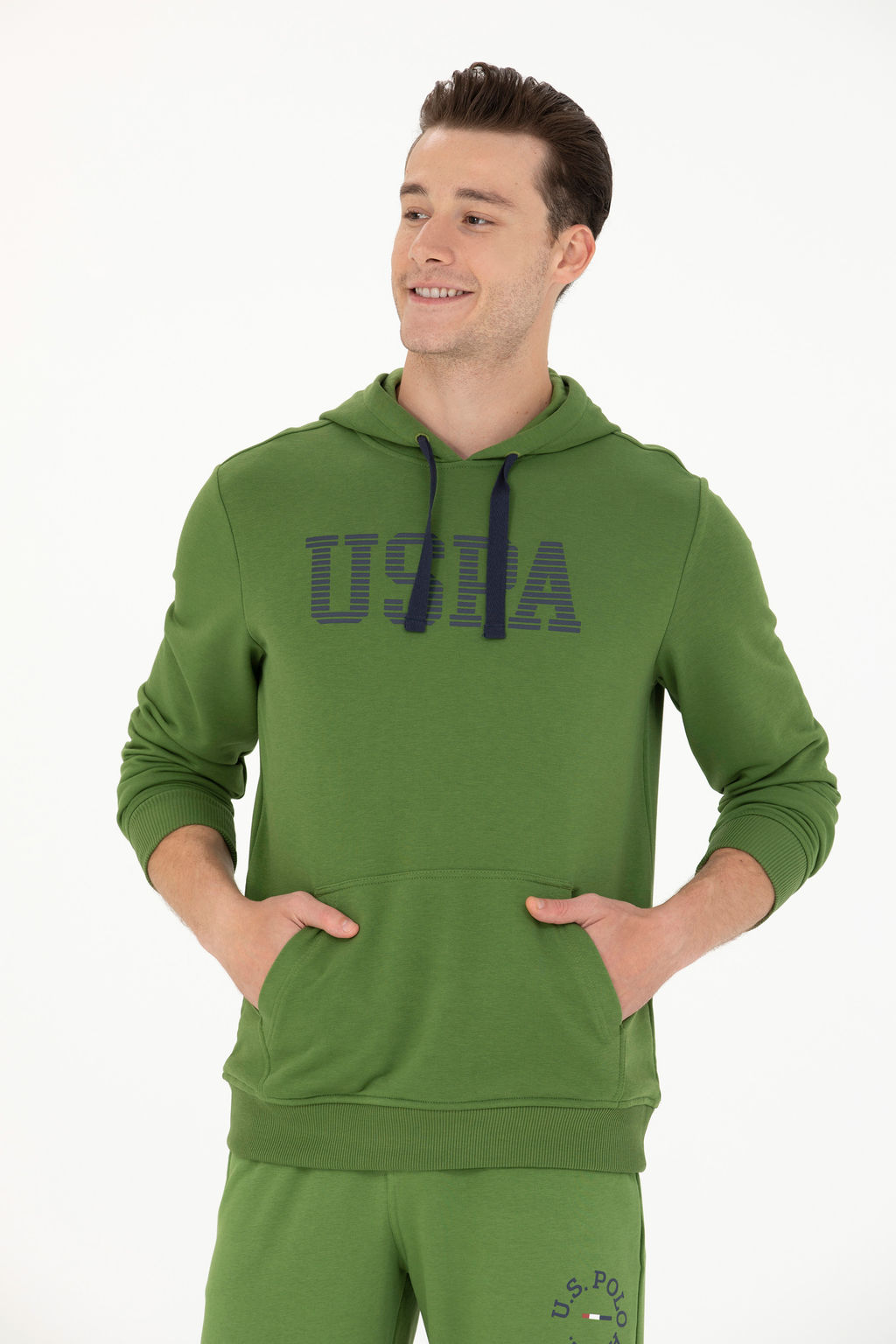 U. S. Polo Assn Мужская зеленая базовая толстовка с капюшоном - U.s. polo assn фото 16