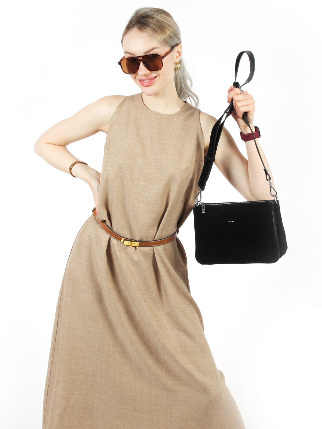 LACCOMA сумка АС2061Ф-черный натуральная замша хлопок