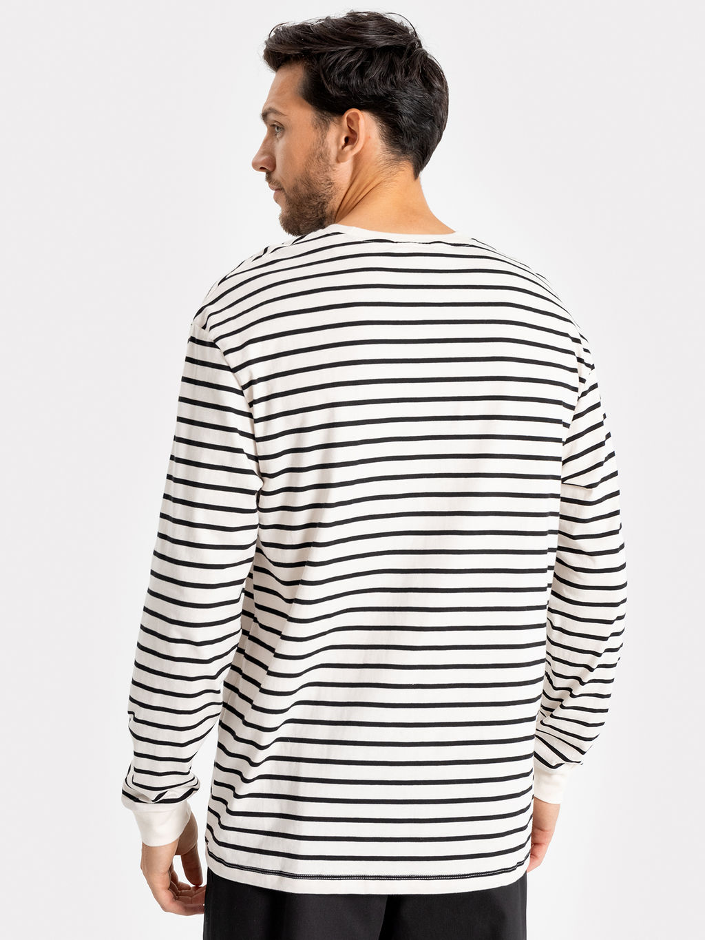 Лонгслив мужской молочный в черную полоску молочно -черная полоска1 121811 - Mark formelle фото 3