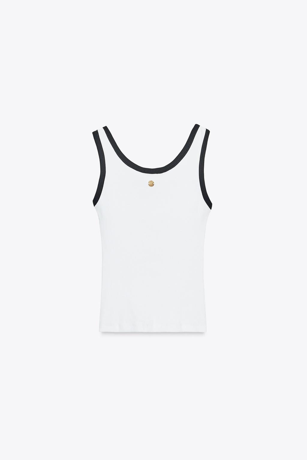 ZARA TOP WITH CONTRAST TRIMS AND BROOCH  фото 7