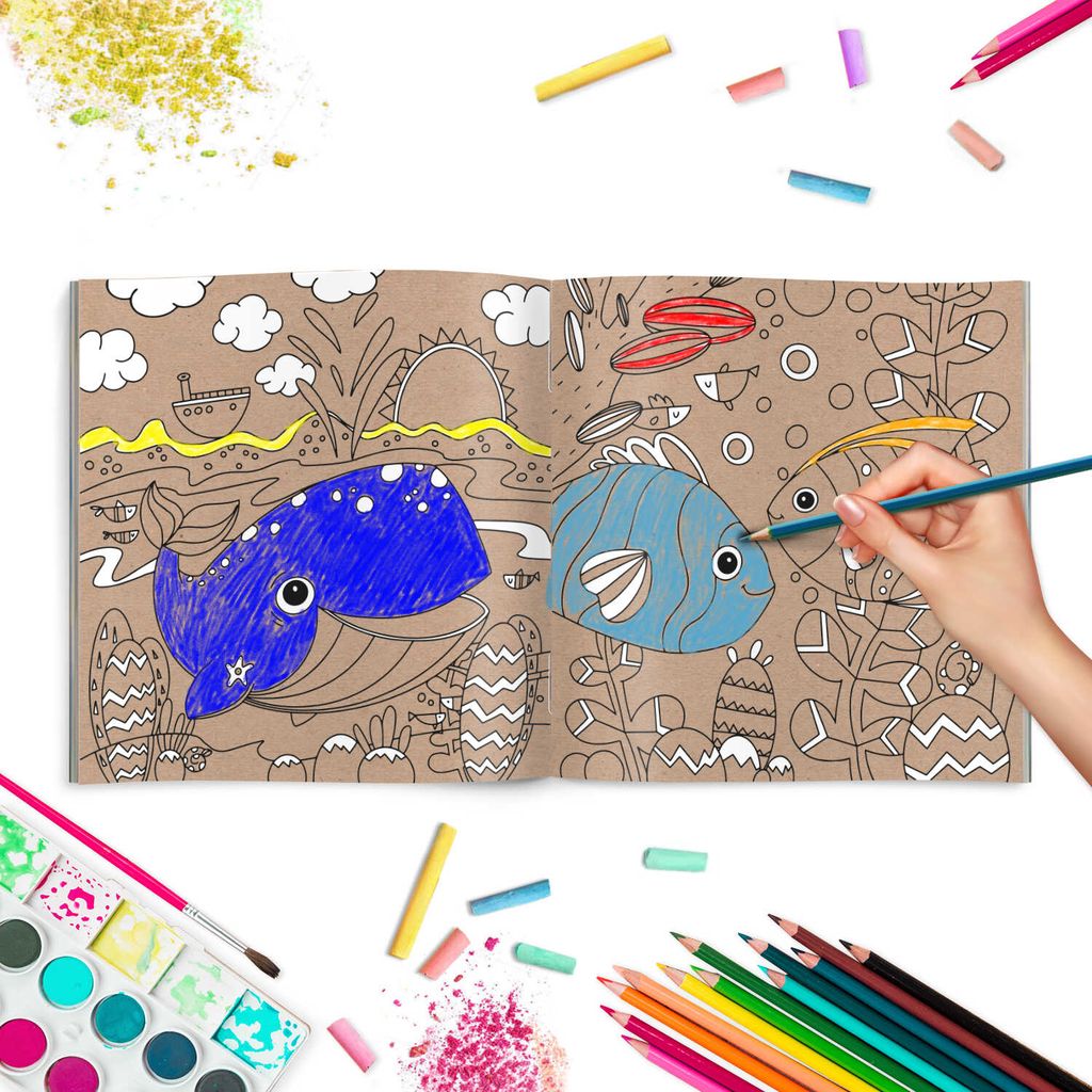 Цена за 2 шт. Раскраска на крафт-бумаге арт. 50240/У/10 МОРЯ И ОКЕАНЫ 10 шт., - Феникс+ фото 2