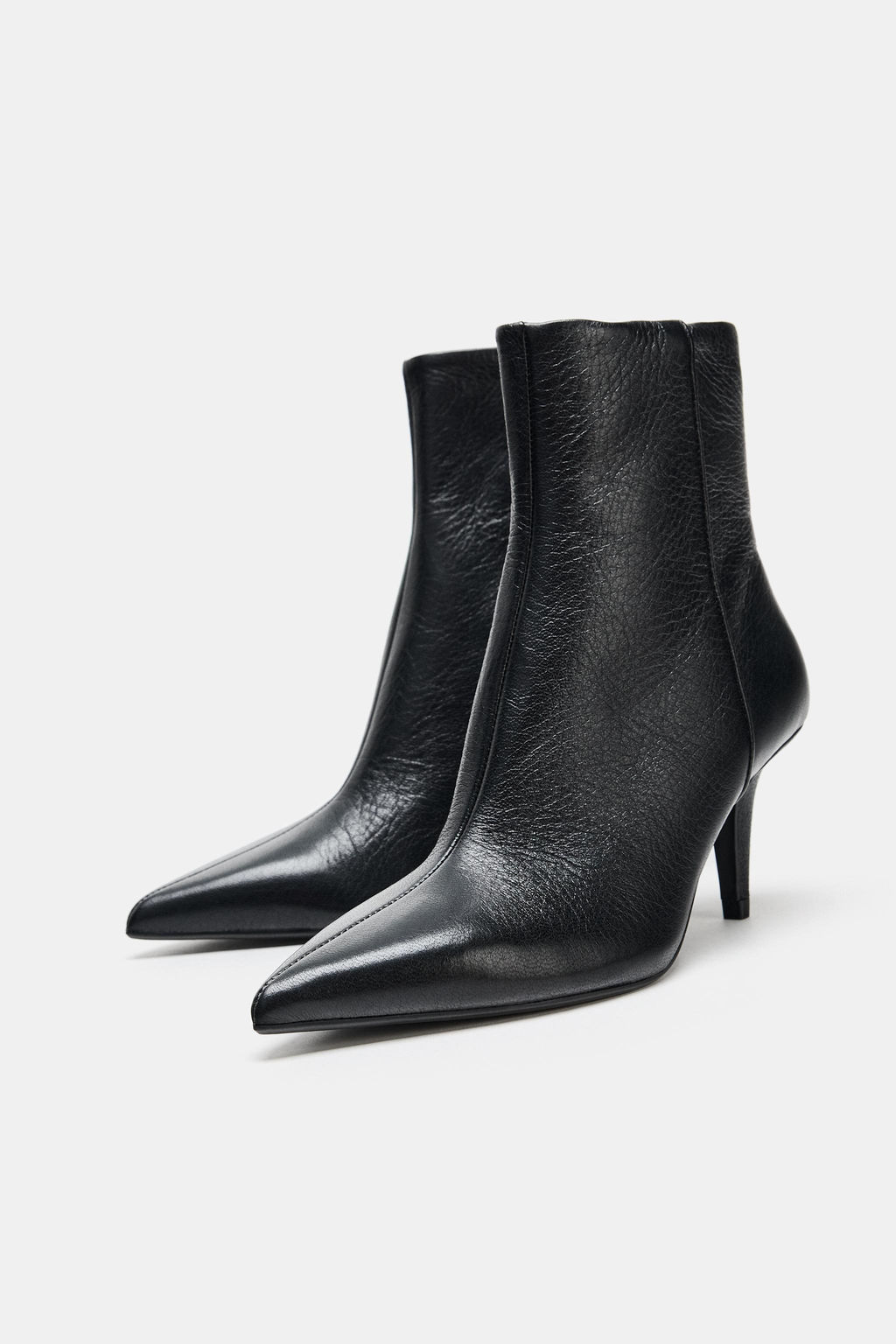 LEATHER HEELED ANKLE BOOTS - Zara фото 9