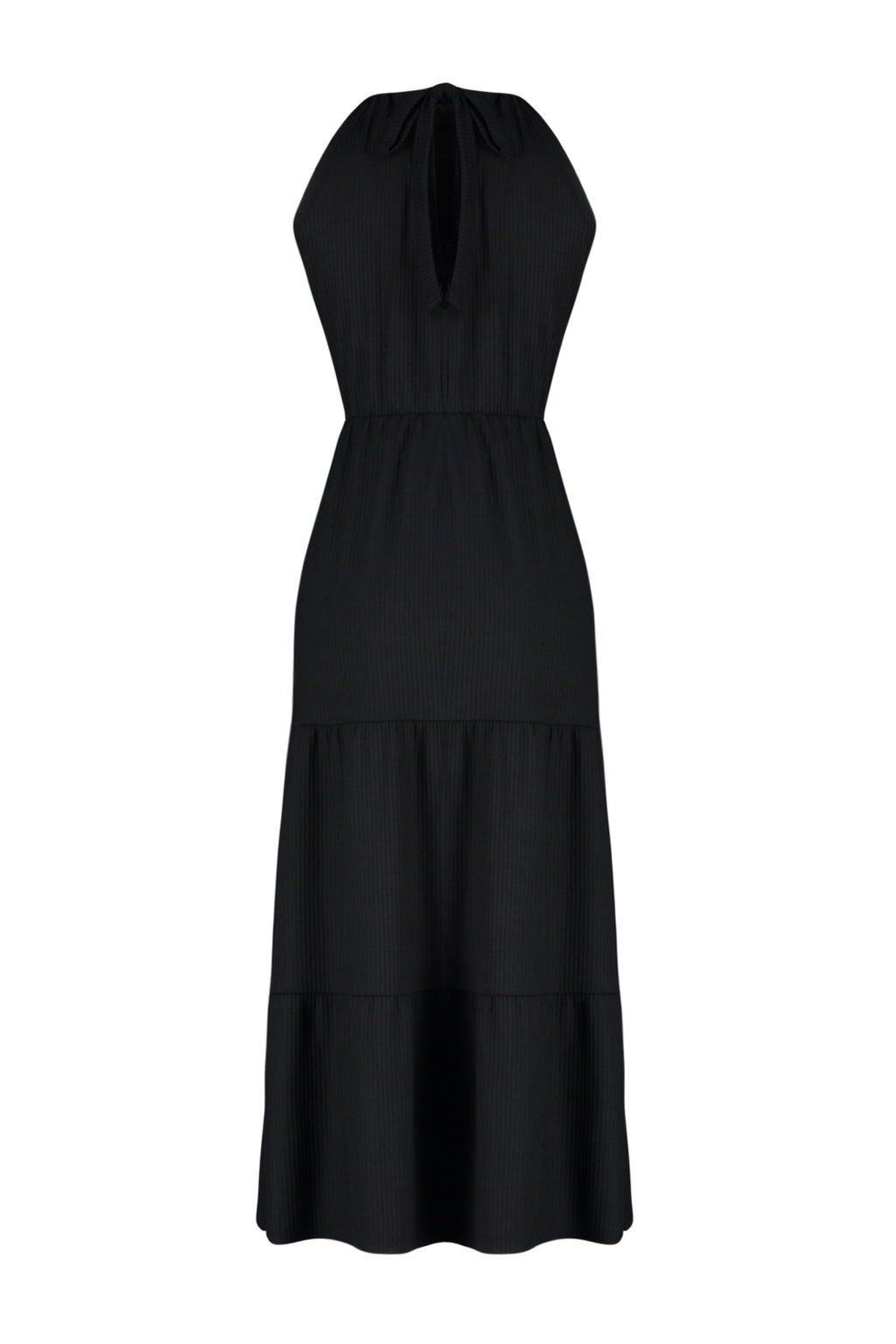 Siyah*001 Boyundan Baglamal? Bask?l? A-Line Maxi Orme Maxi Elbise TWOSS23EL00705