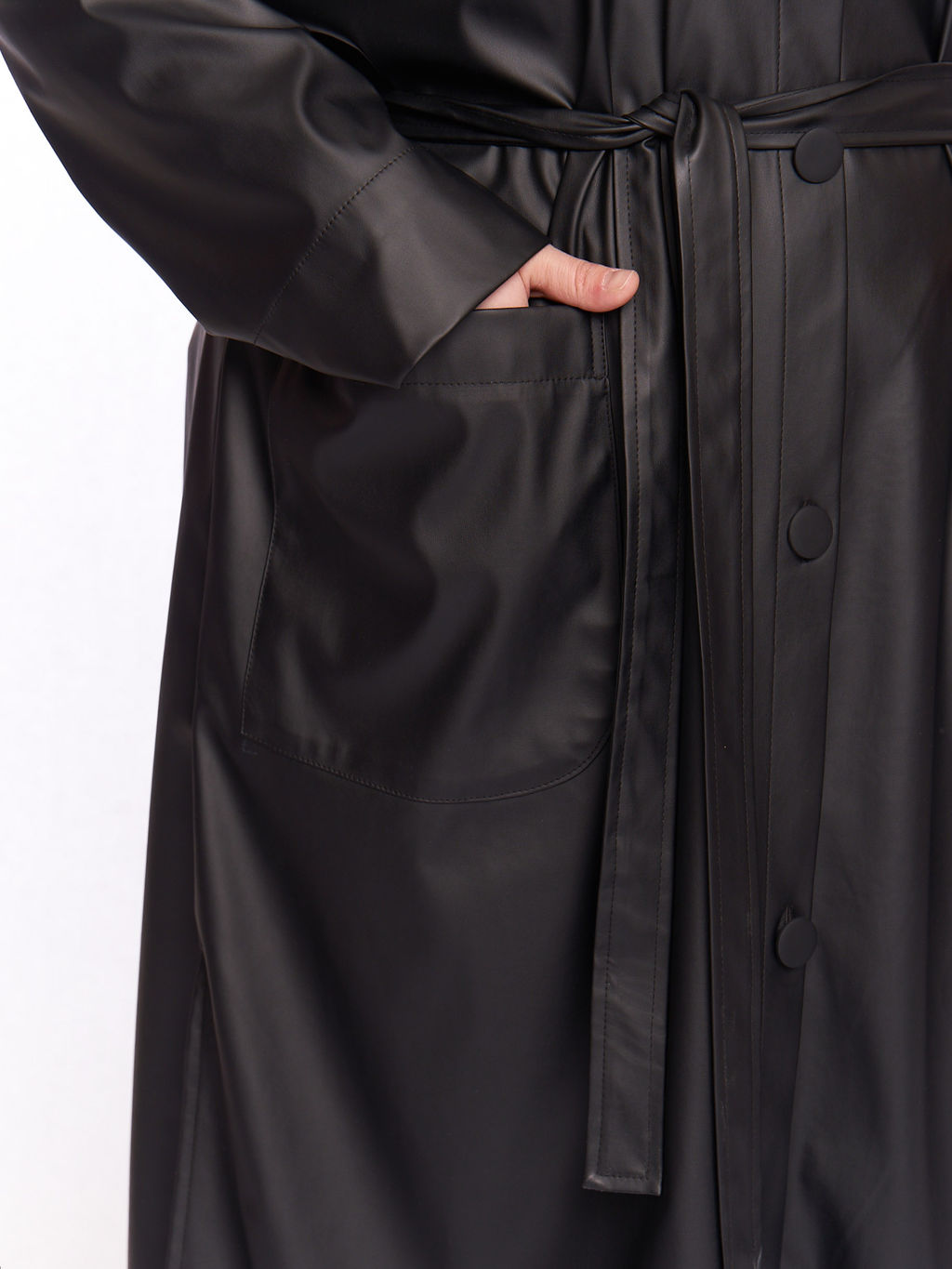 Кожаное пальто PL39309BLK01 - Артесса фото 6