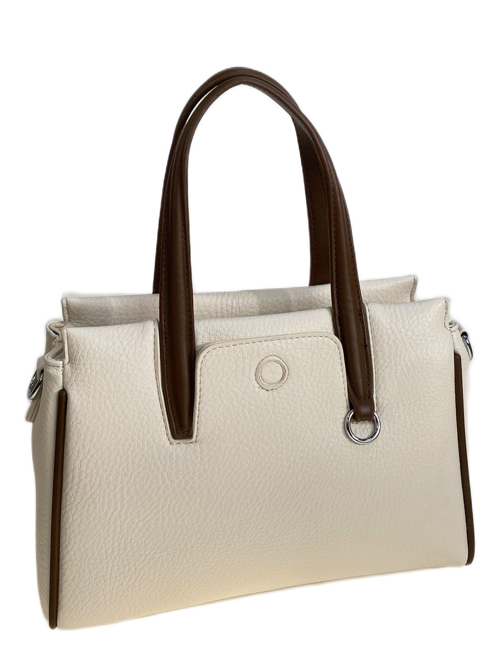 Женская сумка из искусственной кожи, цвет молочный с шоколадом - Greta фото 2