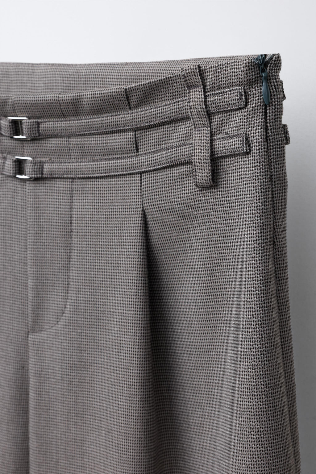 DOUBLE BELT HOUNDSTOOTH WIDE-LEG TROUSERS - Zara фото 3