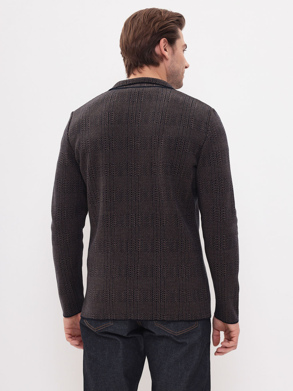 Кардиган мужской GREG G136-KF-клетка (корич. 525/345)  фото 4