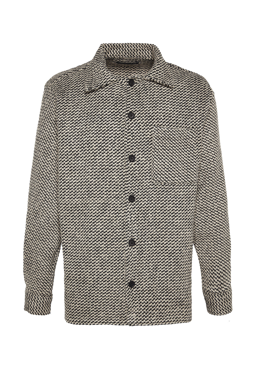 TRENDYOL MAN Siyah Unisex Regular Fit Diagonel Desenli Dokulu Kal?n K?sl?k Gomlek Ceket TMNAW24GO00070 - Trendyolmilla фото 7