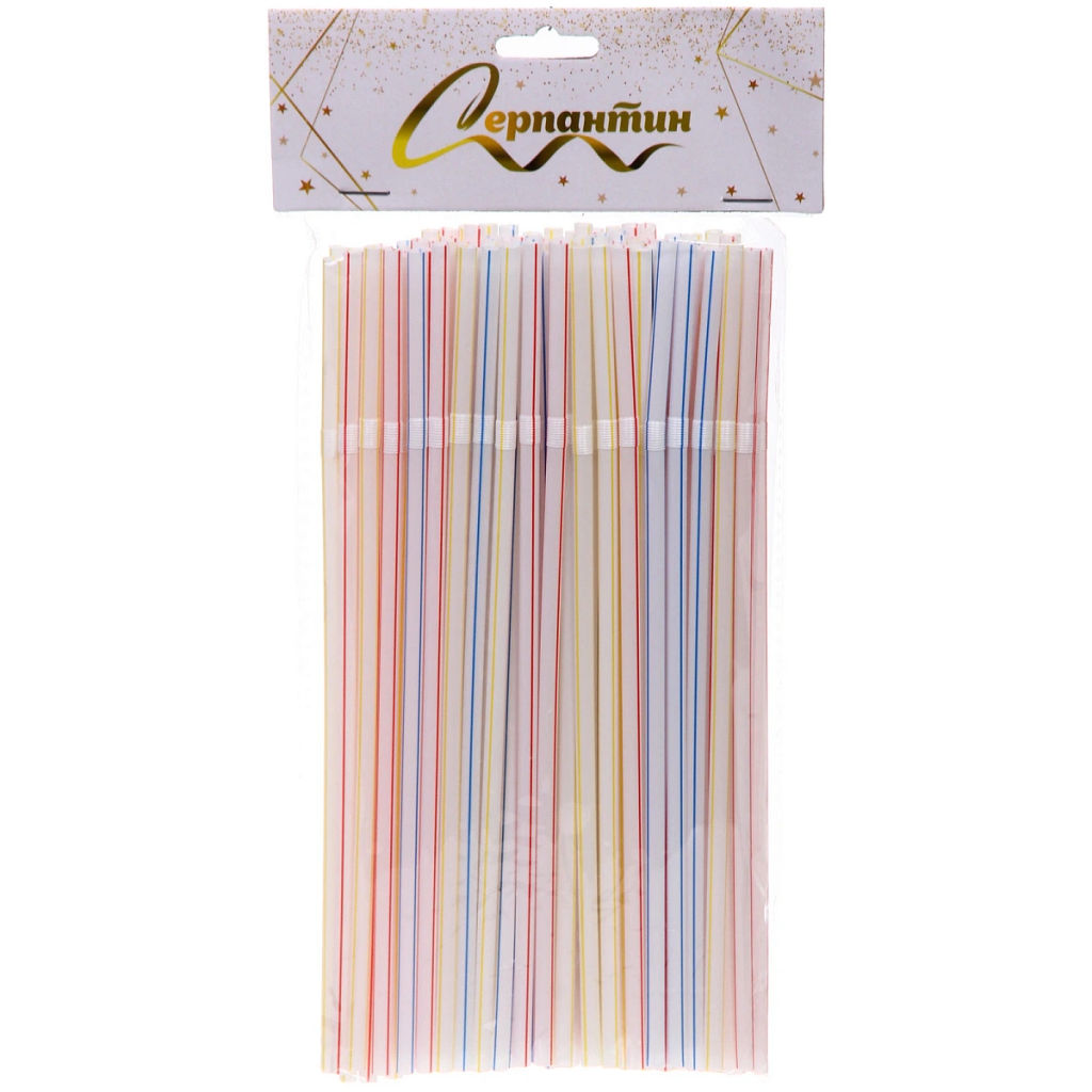 Цена за 4 шт. Трубочка для коктейля 5*210мм в наборе 100 шт полосатая