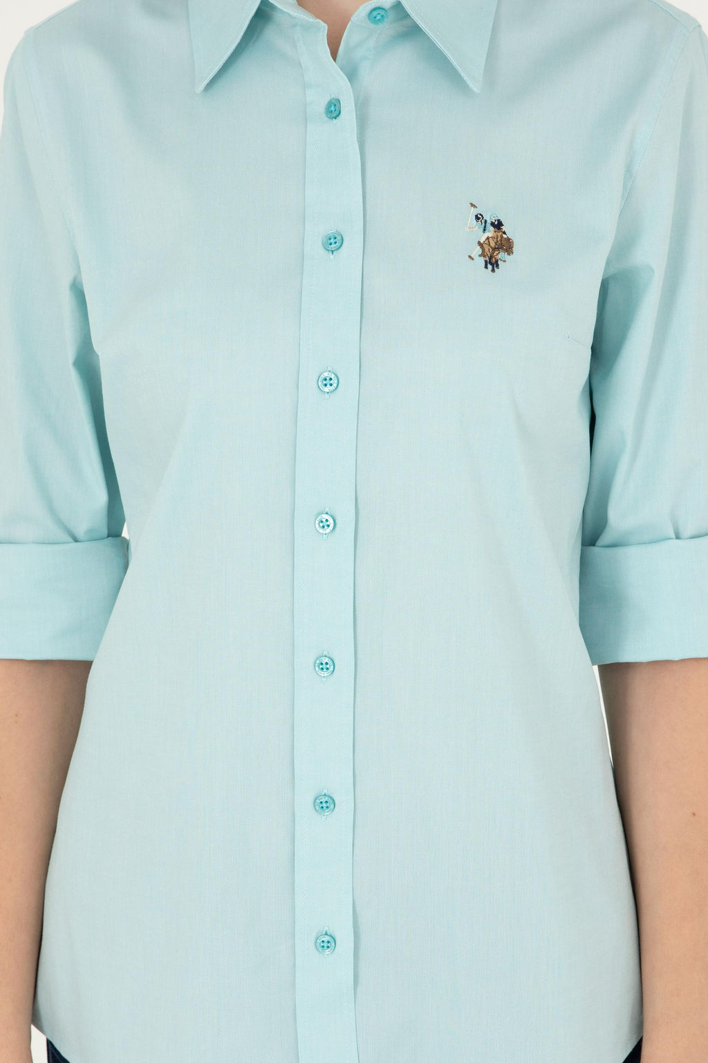 Женская мятная базовая рубашка с длинным рукавом Неожиданная скидка в корзине - U.s. polo assn фото 6