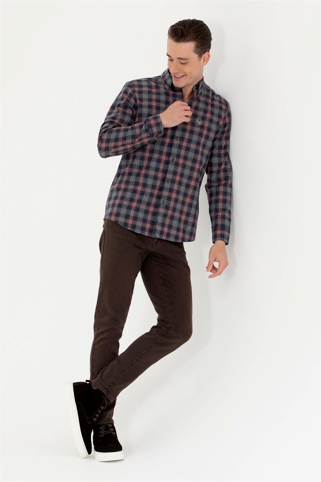 U. S. Polo Assn Мужская темно-синяя рубашка с длинным рукавом - U.s. polo assn фото 11