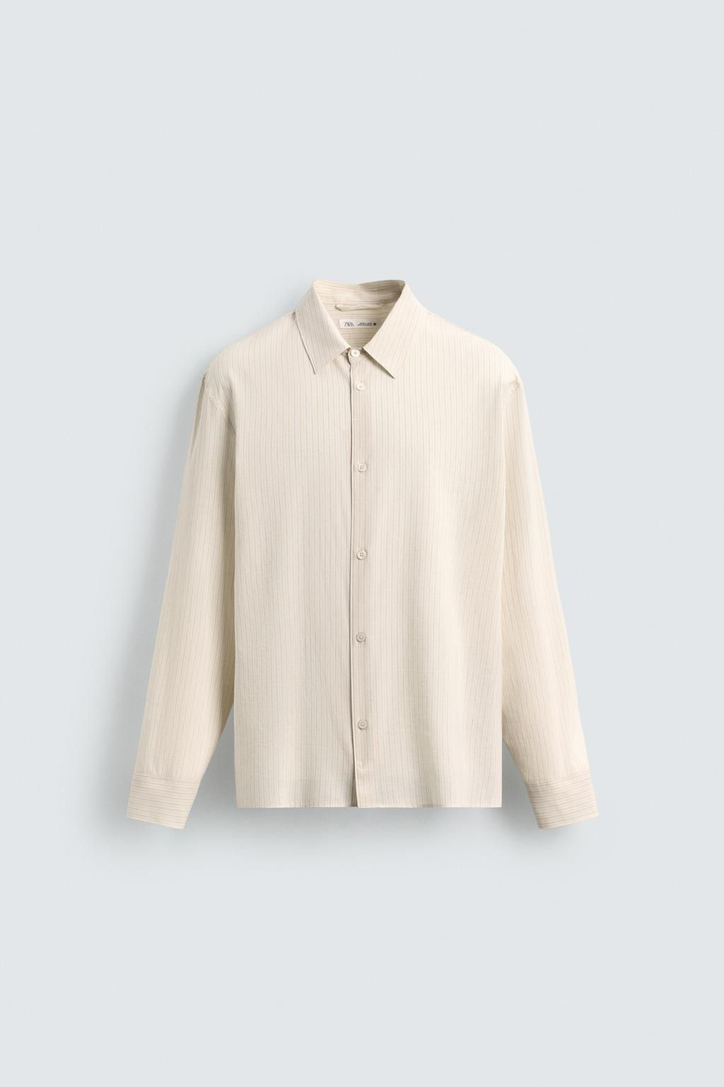 STRIPED COTTON-VISCOSE SHIRT - Zara фото 8
