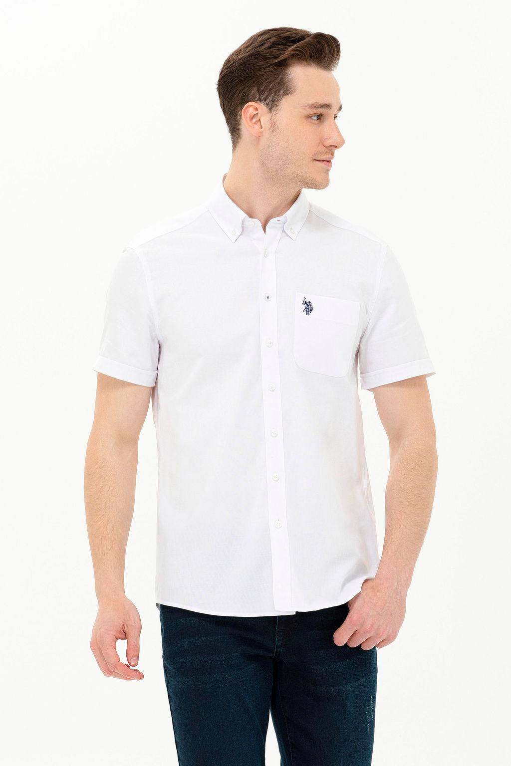 Мужская белая рубашка с коротким рукавом - U.s. polo assn фото 15