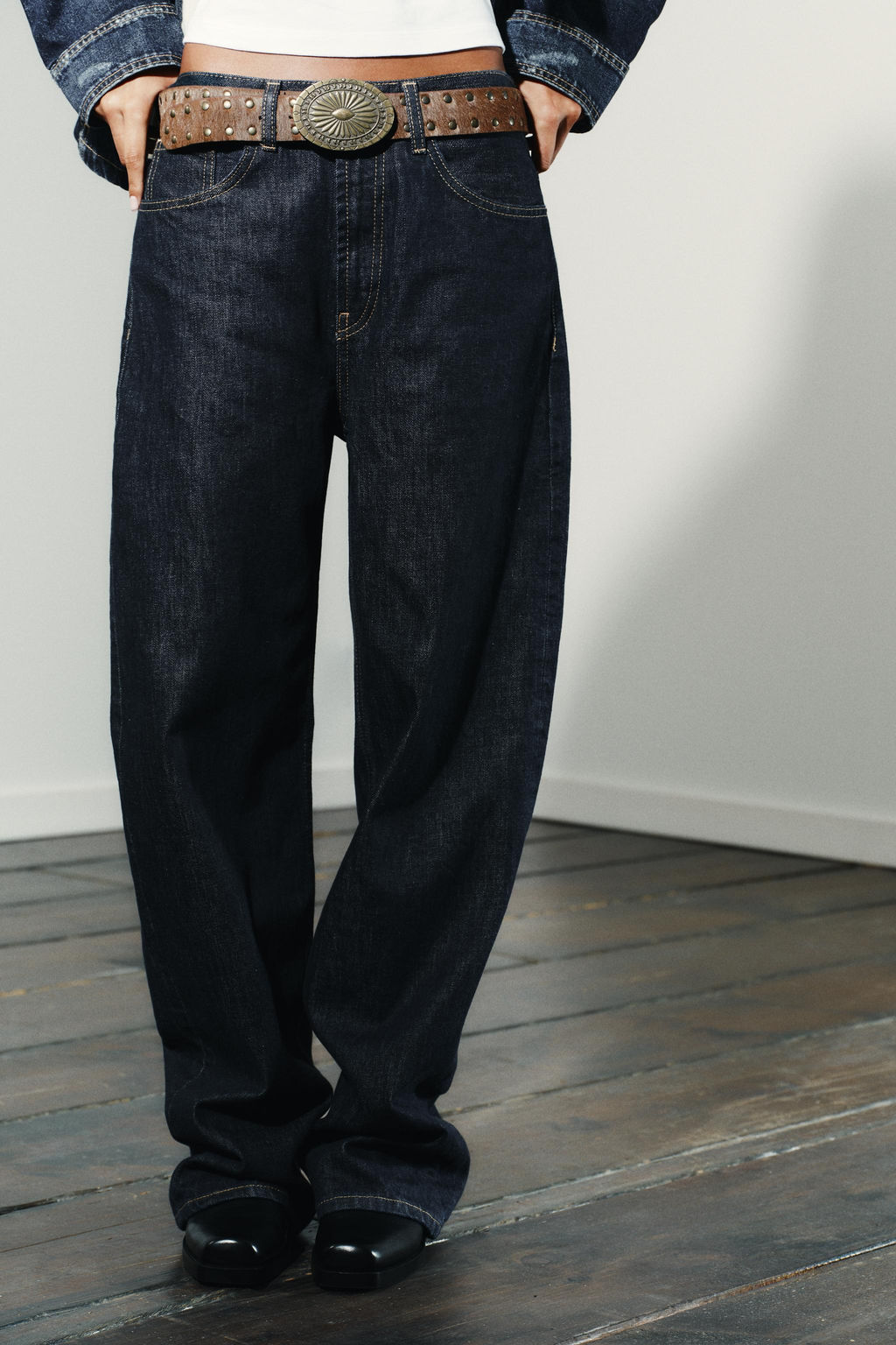 TRF STRAIGHT HIGH-WAIST JEANS WITH BELT LOOPS - Zara фото 2