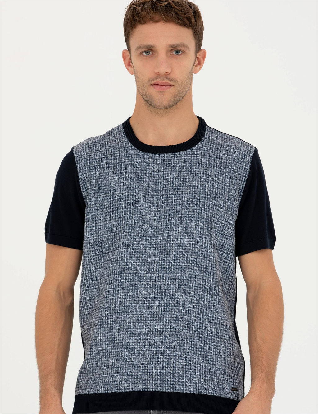 Lacivert Slim Fit Bisiklet Yaka Triko Ti__rt
