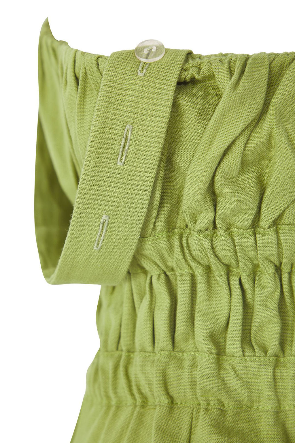 TRENDYOLMILLA Haki Keten Kar?s?ml? Genis Paca Kare Yaka Lastik Detayl? Tulum TWOSS25TU00050 фото 7