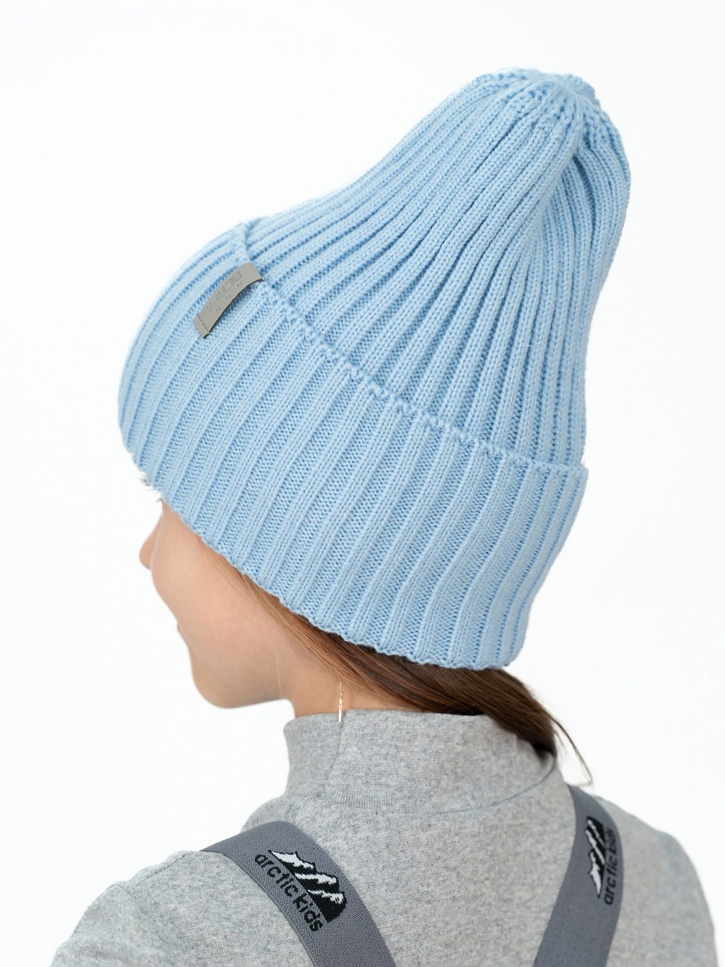 Шапка вязаная светло-голубая Ш-120 (52-54)