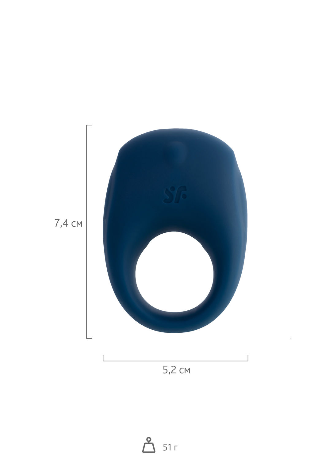 Эрекционное кольцо на пенис Satisfyer Strong One Connect App, силикон, синий, 7 см.