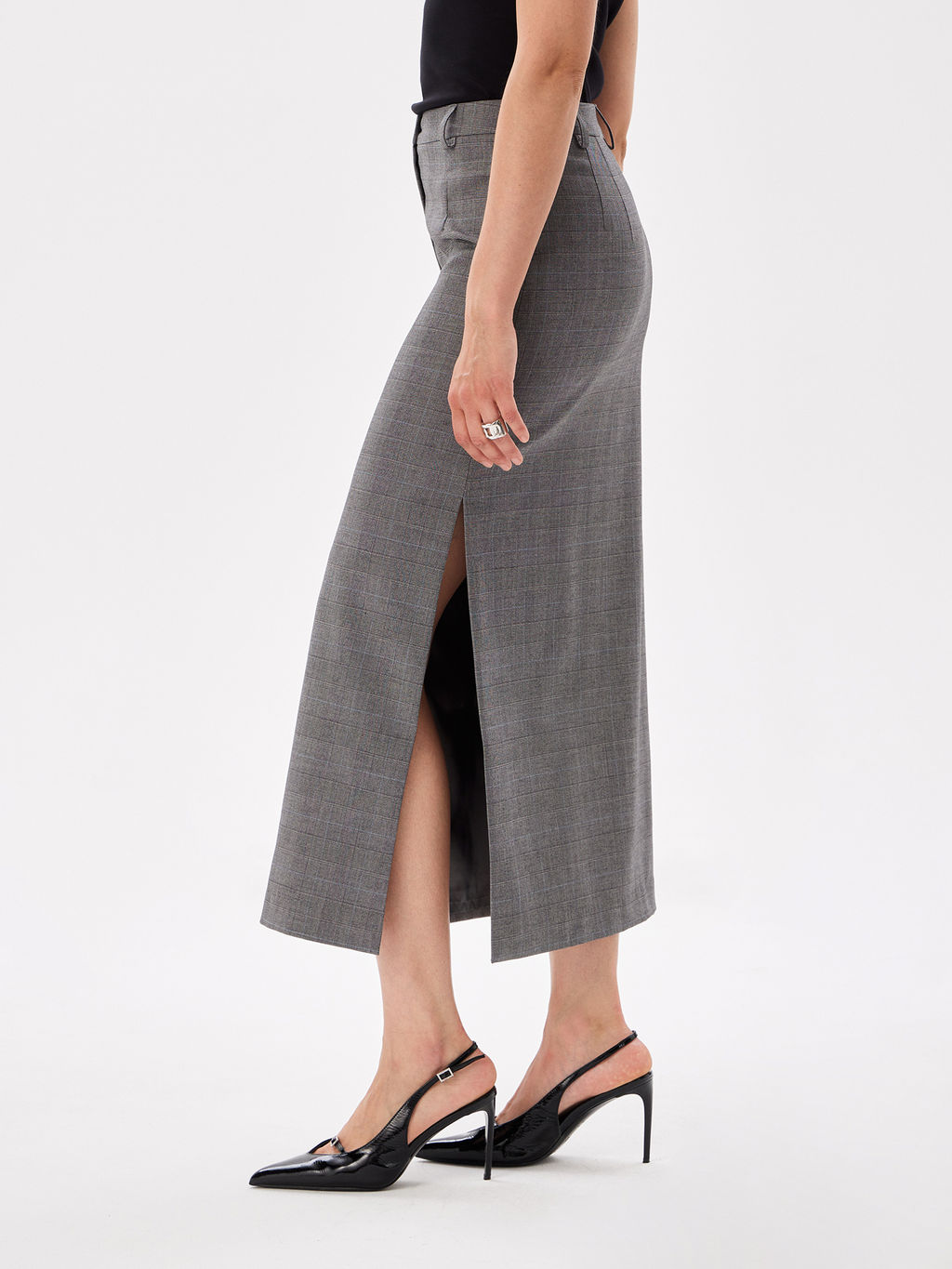 Юбка T-lab TL-SKT-011TK-св.серый клетка  фото 3