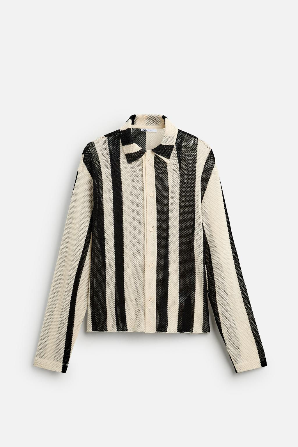 STRIPED MESH TEXTURED POLO SHIRT - Zara фото 7