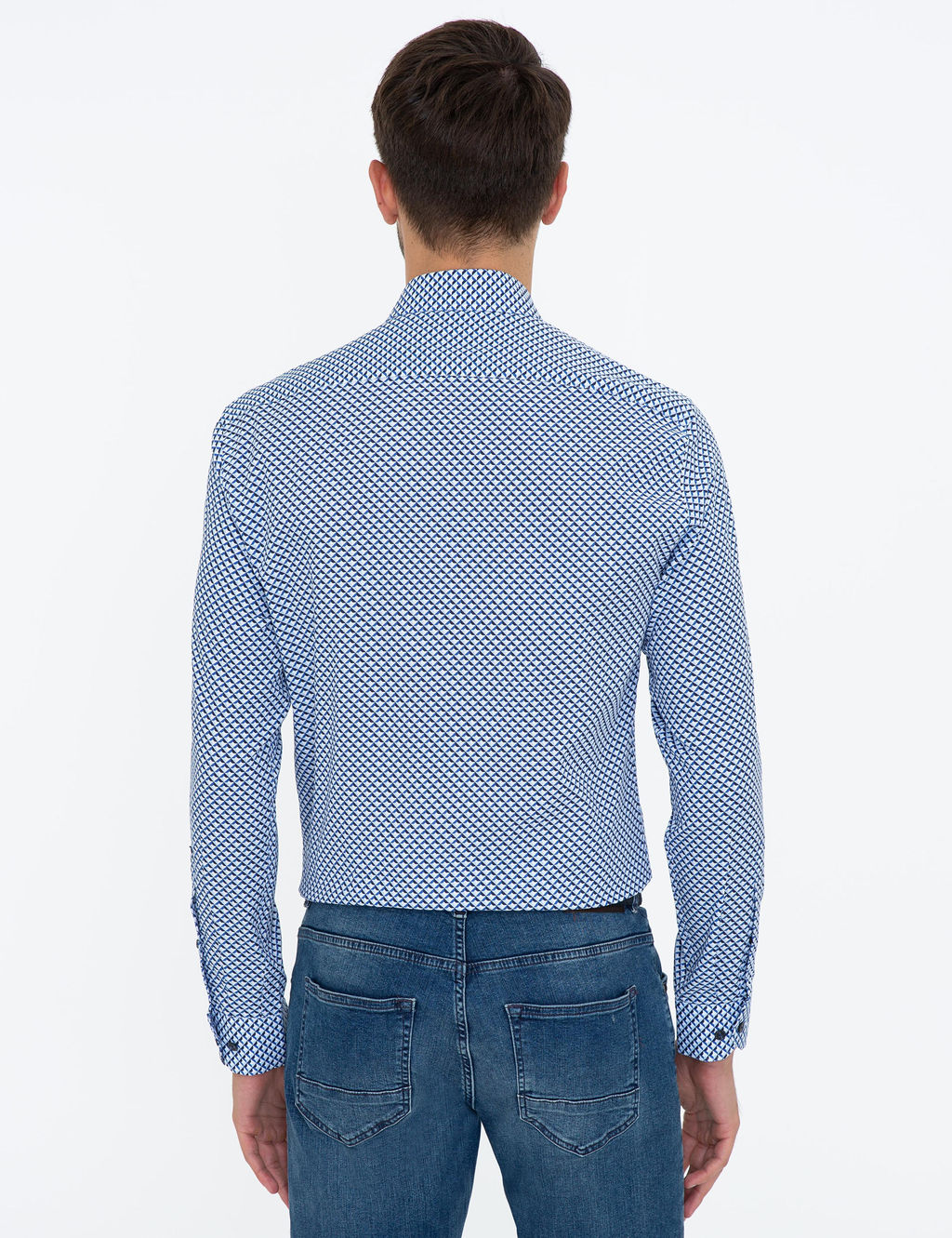 Lacivert Slim Fit Uzun Kollu G_mlek