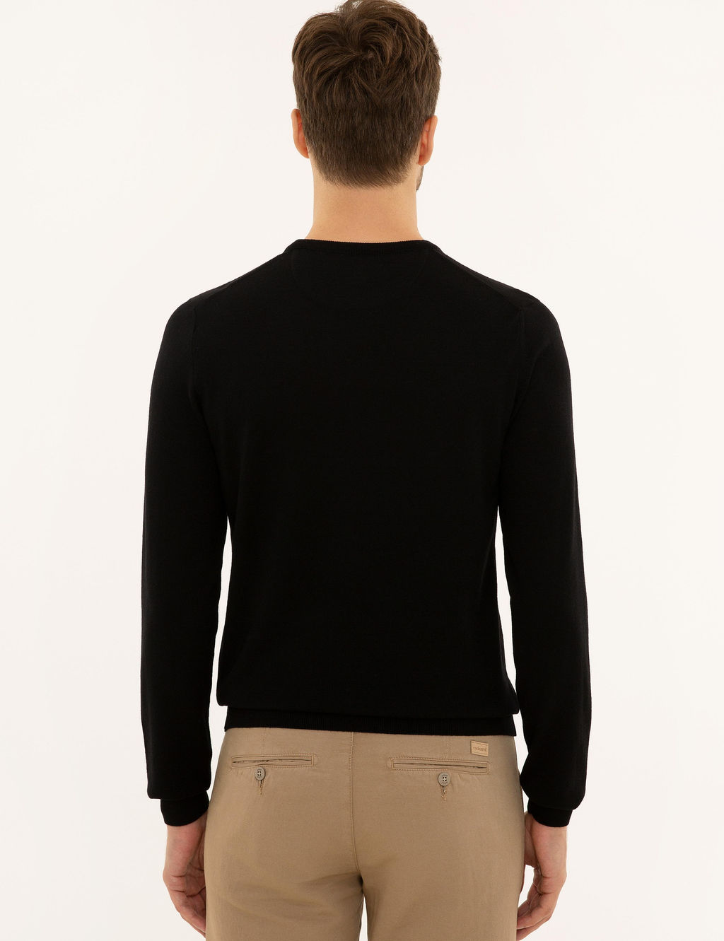 Черный базовый трикотажный свитер с круглым вырезом - Cacharel фото 10