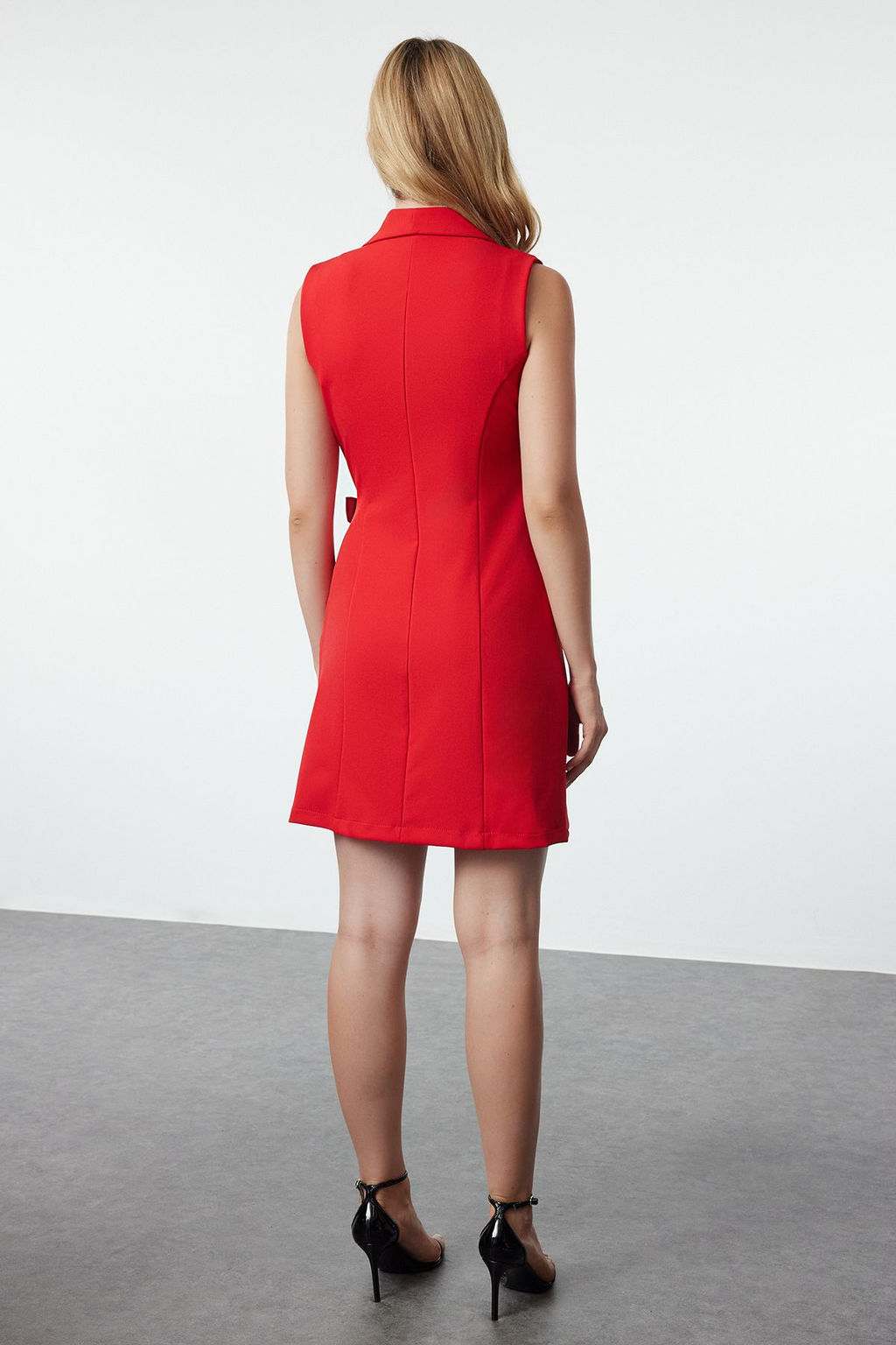 K?rm?z? Pilise Detayl? Mini Dokuma Ceket Elbise TWOSS24EL00793