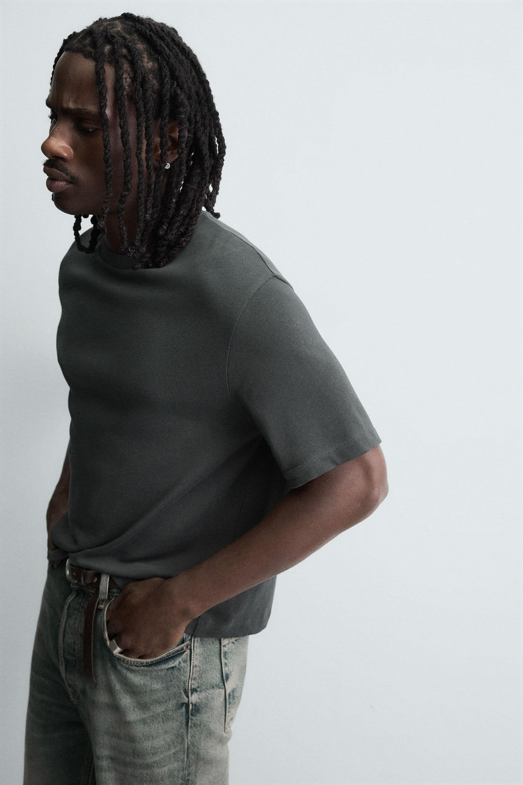 CAMISETA PUNTO BOXY FIT / Gris antracita - Zara фото 5