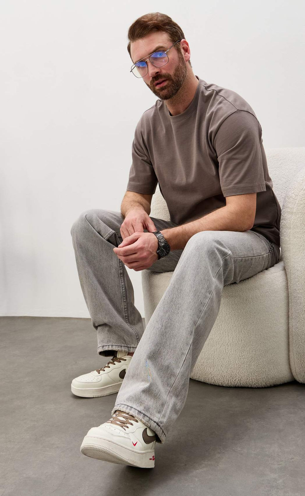 Джинсы Fine Joyce F611-0162R светло-серый хлопок  фото 9