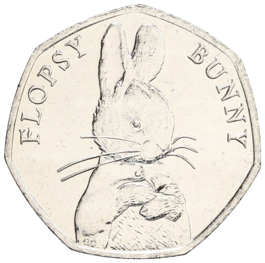 50 пенсов 2018 года Великобритания 150 лет со дня рождения Беатрис Поттер  Флопси Банни