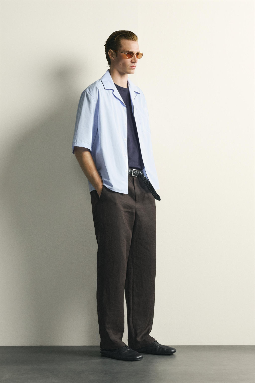CAMISA RELAXED FIT VIVO CONTRASTE / Azul cielo - Zara фото 4