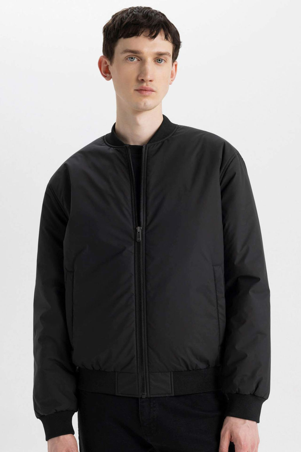 Su Itici Bomber Mont Ceket Slim Fit Dar Kesim Kolej Yaka Fermuarl? Cepli Astarl? Mevsimlik Hafif - Defacto фото 2