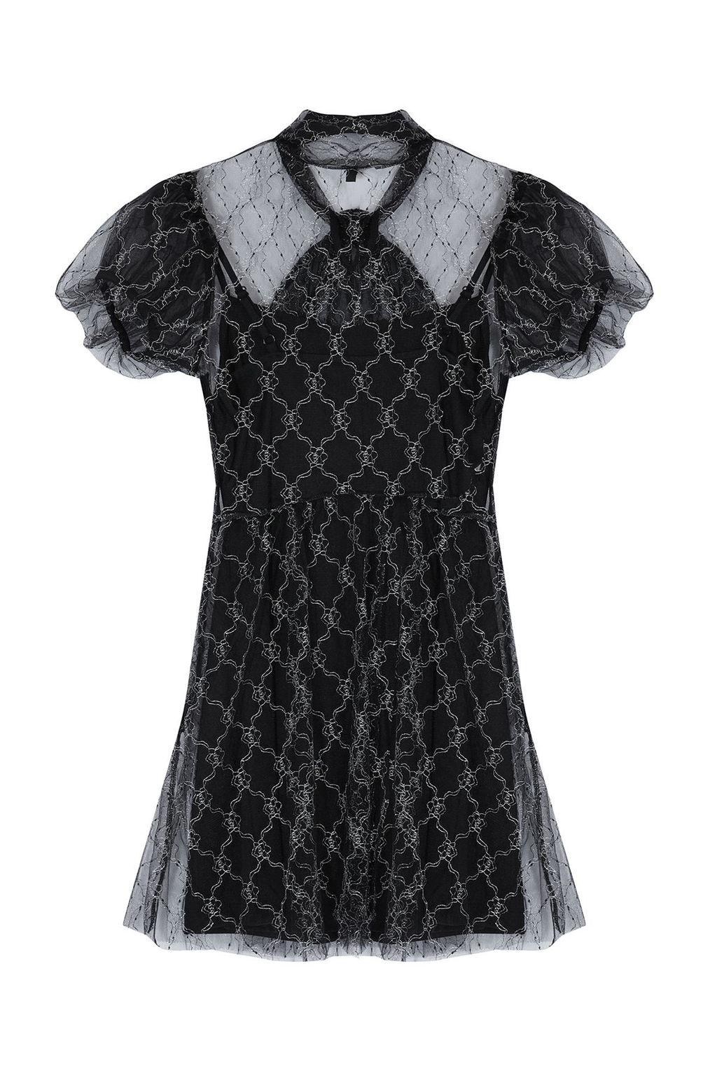 Siyah A-Kesim Dokuma Tul K?sa Elbise TPRSS24EL00249 - Trendyolmilla фото 7