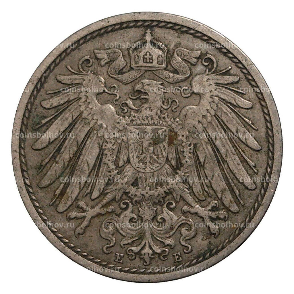 Монета 10 пфеннигов 1909 года Е Германия