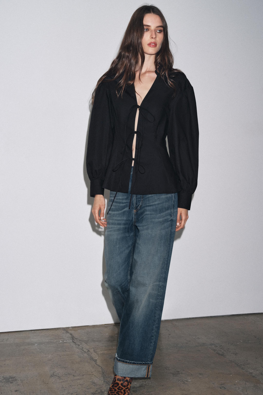 POPLIN SHIRT WITH TIED DETAILS ZW COLLECTION