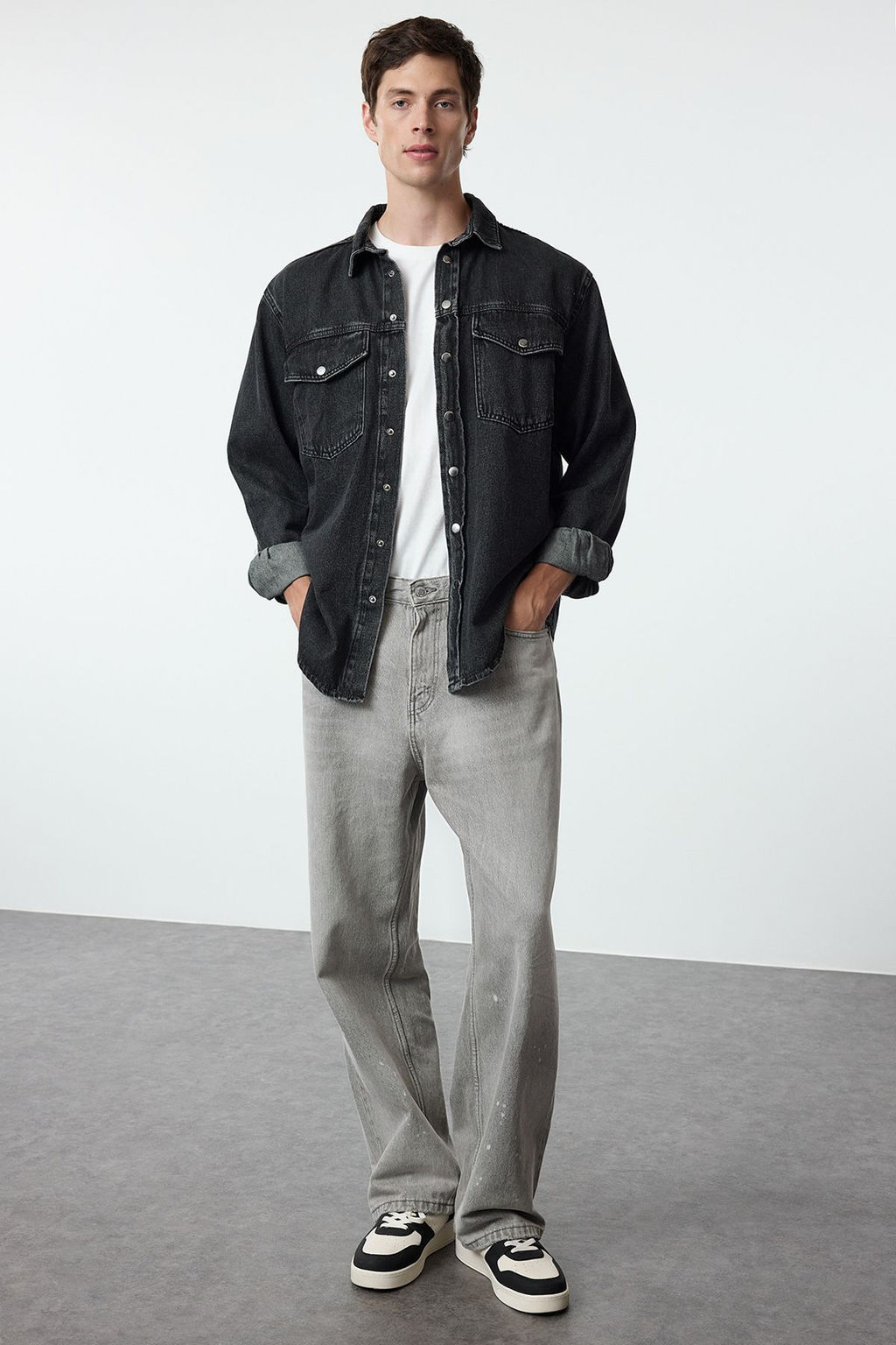 TRENDYOL MAN Bej %100 Pamuk Unisex Regular Fit Denim Kot Gomlek TMNAW25CE00000 - Trendyolmilla фото 3