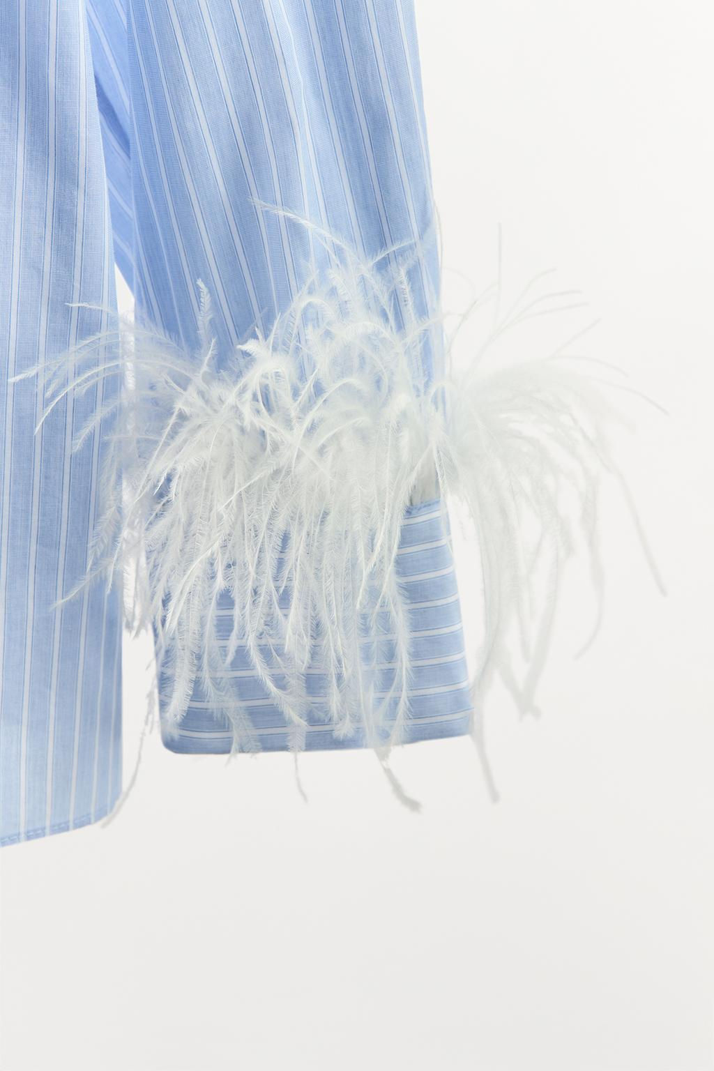 STRIPED FEATHER SHIRT - Zara фото 9