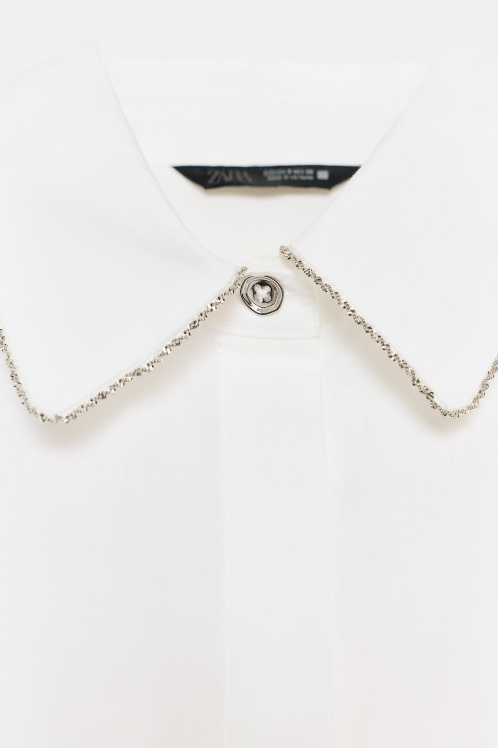 POPLIN SHIRT WITH BEADED LAPEL - Zara фото 5