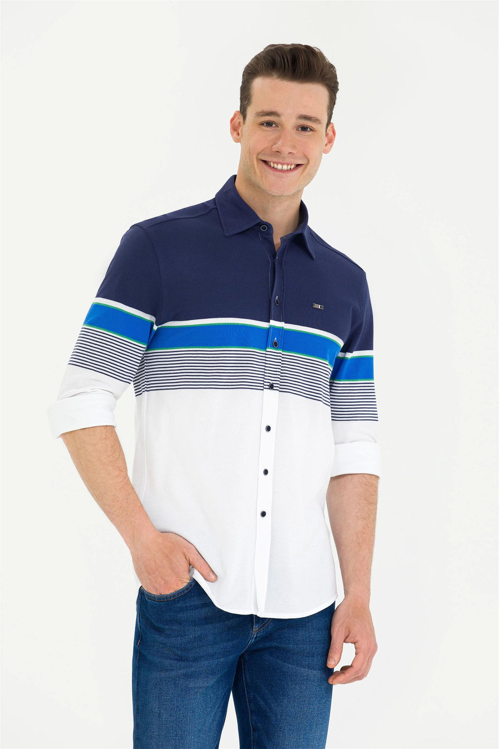 Мужская темно-синяя рубашка с длинным рукавом - U.s. polo assn фото 8